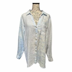 C&C California Womens Blue Striped/floral Linen Fairy Cottagecore Coastal Boho L